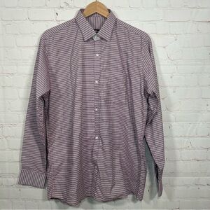Burberry Shirt Mens Size 16.5 Purple Striped Button Up Long Sleeve